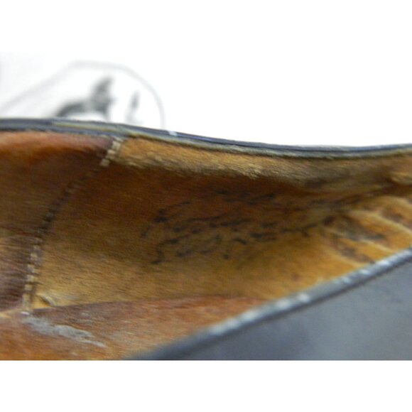 Hermès Paris Vintage Black Leather & Suede Block Heel Loafers Gold "H" Hardware - Picture 7 of 16